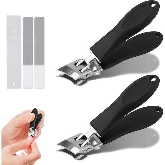 Cortadores de unhas angulados, cortadores de unhas angulados com uma ampla abertura anti-respingos, cortadores de unhas