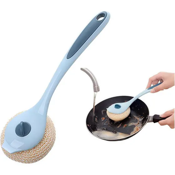 Escova de lavar louça com cabo, usada para esfregar panelas e frigideiras, limpa a cozinha de forma eficaz e remove manc