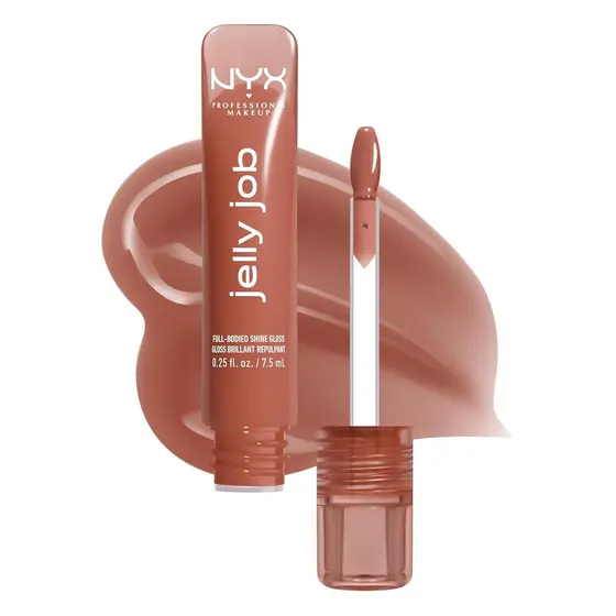 NYXPROFESSIONALMAKEUP Jelly Job Lip Gloss, Brilho Labial com Acabamento Completo, Suavizante e Brilho Intenso - Toast N'