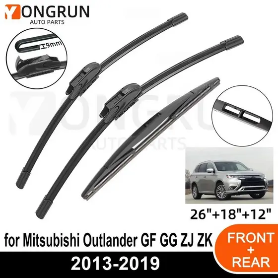 3 Pçs Limpador De Carro Para Mitsubishi Outlander GF GG ZJ ZK 2013-2019 Dianteiro Traseiro Pára-Brisas Lâmina Borracha A