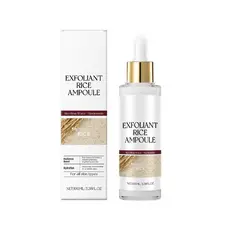 Exfoliante de Arroz Preto e Branco, Solução Esfoliante Premium com Ampola de Arroz para Rosto e Corpo, Hidratante para T