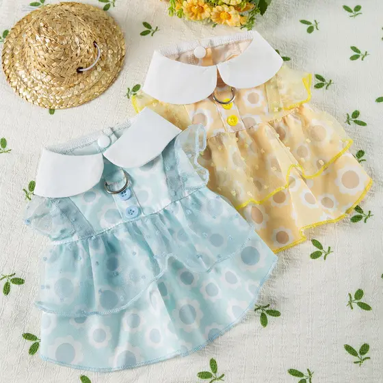 Bonito Vestido De Cachorro De Estimação Para Cães Pequenos Verão Roupas Moda Impressão Filhote Princesa Floral Gato Saia