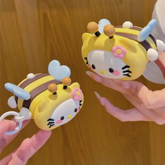 Capa Para Fone De Ouvido Cartoon 3D Bee Kitty Airpods 1 2 3 Generation Pro/Pro2 Caixa Bluetooth Sem Fio