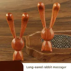 Ferramenta de massagem facial em forma de coelho, feita de madeira natural, massageador facial manual antiestático.