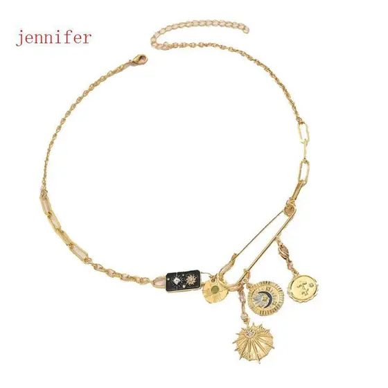 jennifer Elegante Celestials Pingente Corrente Liga Joias Unissex Acessórios Presentes