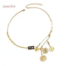 jennifer Elegante Celestials Pingente Corrente Liga Joias Unissex Acessórios Presentes