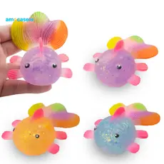 Goldfish Toy Squeeze Multicolor Glitter Stress Relief Fidget Soft Decompression Ball for Kids Adults Fun Anti-anxiety Sq