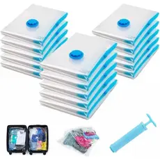 Kit 5 Saco a Vácuo 50x60cm Organizador Hermético para Mala de Viagem Guarda Roupa + Bomba