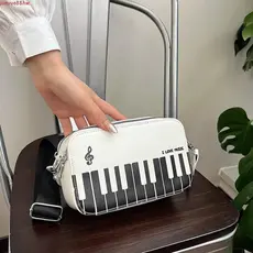 JUNYUE Mini Bolsa Quadrada , De Ombro Crossbody Fashion Para Piano , Elegante Couro PU Preta Vintage Unissex