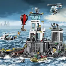 1080 pçs Lego blocos de construção cidade série mar prisão ilha Escape engenharia veículo escavadeira helicóptero menino