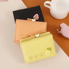 JUNYUE Bolsa Curta Dobrável Para Cartão , Carteira Com Três Dobras Em Cor Doce PU Padrão De Frutas Vários Cartões