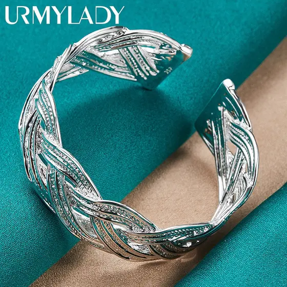 URMYLADY 925 Pulseira De Prata Esterlina Noivado Para Mulheres Moda Charme Joias