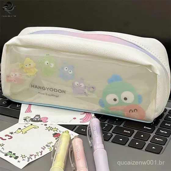 PFG Transparente Lápis Caso Hangyodon Grande Capacidade À Prova Dwaterproof Água Caneta Saco Estudante Caixa Para Menina