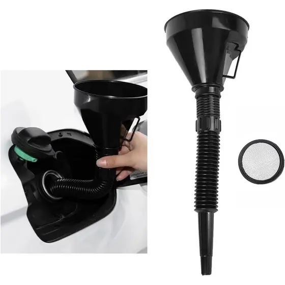 Funil Flexível para Combustível e Troca de Óleo Sanfonado Plástico para Moto e Carro Acessório