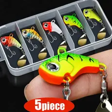 Conjunto de 5 iscas de pesca, equipamento de isca artificial VIB em formato de colher afundante MFWK
