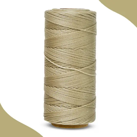 Cordão Encerado 1mm - Fio Cordone Bege Areia - 100 Metros - BRX