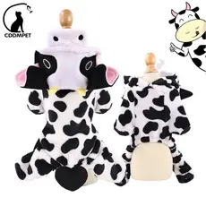 Vaca Dos Desenhos Animados Roupas Para Cães Inverno Quente Macacão Hoodies Filhote De Cachorro Gatinho Casaco