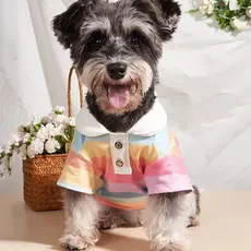 Camisa Polo Listrada Esportiva para Cães Filhotes, Roupas de Primavera e Outono para Animais de Estimação, para Cães Peq
