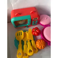 kit Cozinha Colorida Com 11 Peças Infantil, tem Microondas Com Acessórios