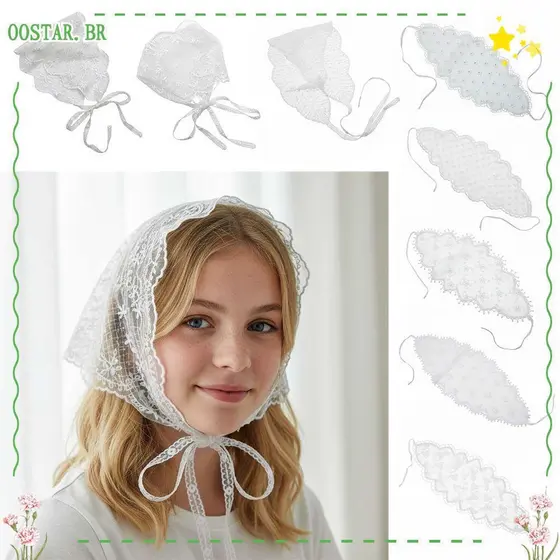 OOSTAR Lenço De Cabelo , Cabeça Com Padrão De Flor Estilo Francês , Fita Fina Seda De Renda Branca Para Meninas E Mulher
