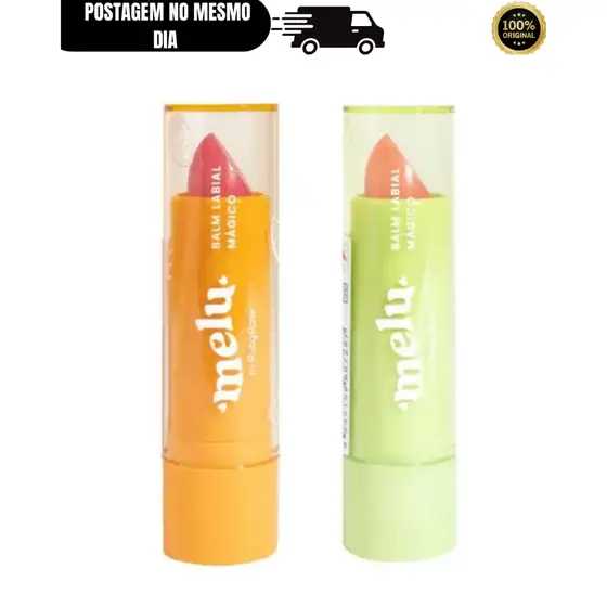 Balm Labial Mágico Melu Ruby Rose Hidratação e Cor Natural Lábios Macios