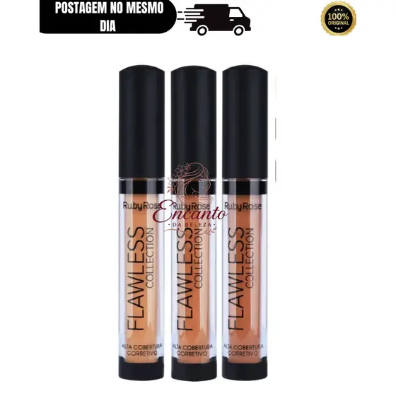 Corretivo Líquido Ruby Rose Flawless Chocolate e Bege Efeito Matte Alta Cobertura HB8080