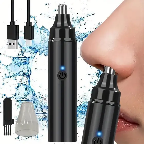 1 conjunto de aparador elétrico de pelos do nariz, aparador de pelos do nariz sem dor recarregável por USB, acessório de