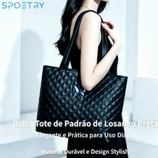 Bolsa Tote Feminina Grande Capacidade, PU Resistente, Ideal para Trabalho/Faculdade, Várias Cores