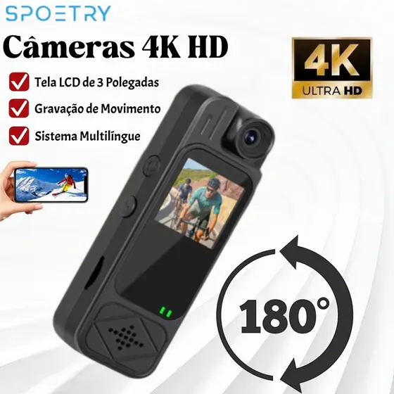 SPETORY Câmeras 4K HD Mini com visão noturna Wifi Câmera 1080P Vigilância Portátil Esportes DV Pequeno Gravador