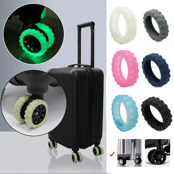 KIT8 Protetor De Rodas De Bagagem Silicone Manga De Rodízio Silenciosa Universal Para Rodas De Mala Roda Viagem Bag