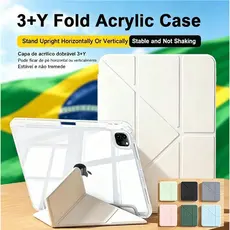 Capa 3 dobrar HD acrílica magnética Para IPAD 7 8 9 AIR 3 10.2 10.5 POL 10 geração A16 com slot para caneta