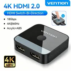 Splitter HDMI Vention Novo 4K 60Hz HDMI 2.0 Comutador 1 entrada 2 saídas / 2 entradas 1 saída para Adaptador Conversor