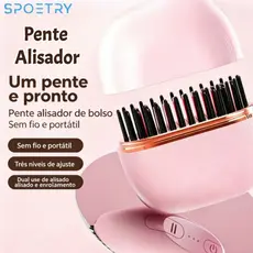 Pente Alisador A Vácuo Portátil Com Controle De Temperatura De 3 Níveis , Carregamento USB Para Viagens