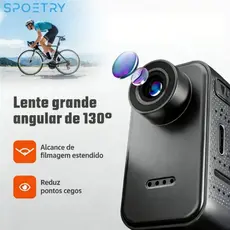Câmera de Ação Magnética 4K WiFi com Estabilizador, Câmera de Bolso Ângulo 130° para Motociclista, Ciclismo e Esportes
