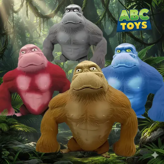 Brinquedo Gorila Kong— Boneco Macaco Elástico Indestrutível | Estica, Esmaga, Satisfatório