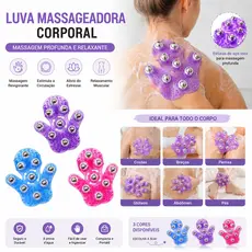 Kit 2 Luvas Massageadoras Corporais com 9 Esferas 360° – Relaxamento Muscular, Bem-Estar e Estímulo da Circulação---WJ