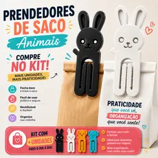 Clip Fecha Saco Kit 5 10 20 30 Prendedores de Animais para Embalagens e Organização de Cozinha