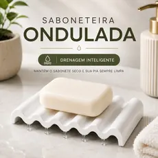 Saboneteira Design Ondulado para Banheiro Lavabo Pia com Drenagem Anti Lodo  Minimalista Premium Moderna Decorativa