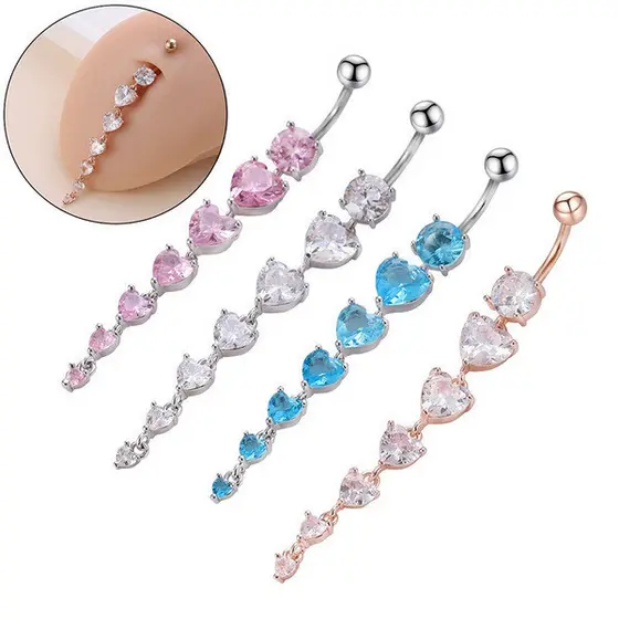 kit brinco aço inoxidável cartelas de brincos feminino ✰Cross-Border de aço inoxidável umbigo unhas umbigo sete zircões