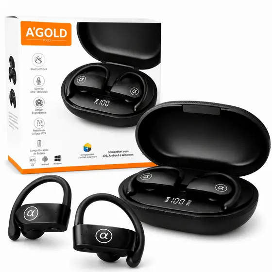 Fone de Ouvido Bluetooth 5.4, IPX5 à Prova D'Água, Ideal Para Esportes Corridas Atividades Físicas