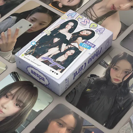 50 Pçs/Caixa Aespa Cartão Laser Photocard Karina NingNing Inverno Giselle Kpop Álbum Lomo Cartões Postais