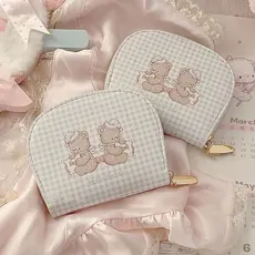 Boa noite coelho urso carteira bonito Anti-desmagnetização Multi-Slot para cartão curto menina coração titular do cartão