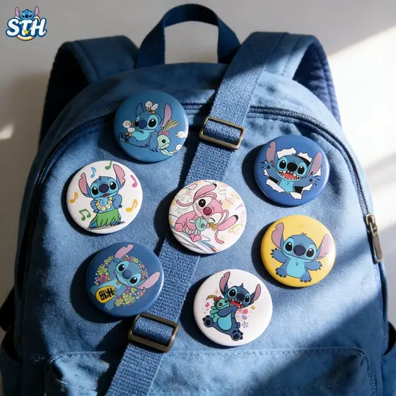 8 peças anime desenhos animados Stitch estudante broche insignia papelaria roupas mochila acessórios