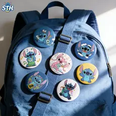 8 peças anime desenhos animados Stitch estudante broche insignia papelaria roupas mochila acessórios