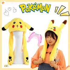 Chapéu feminino Anime Pokémon Pikachu com orelhas de coelho em movimento com chapéu Animal Casual piscante, chapéu de mi