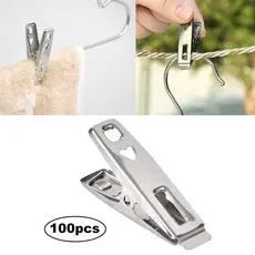 100 Peças Design De Acabamento De Borda De Flange Prendedores De Roupa De Boca Plana De Aço Inoxidável , Conjunto De Cli