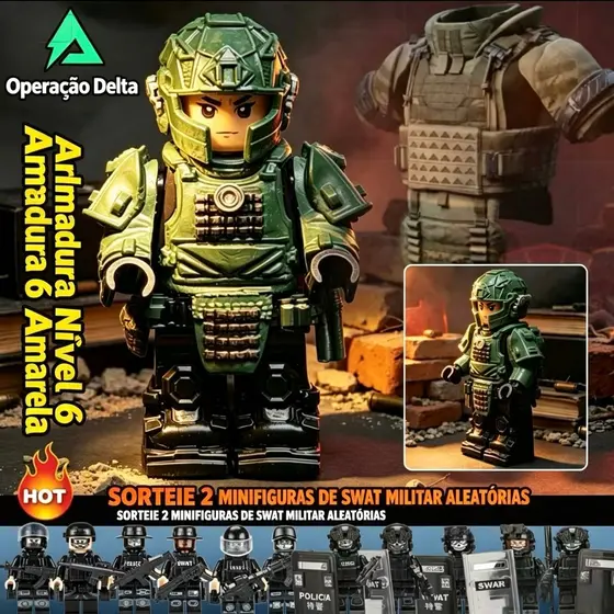 Bonecas Delta Force Miniatura Modelo 4, Armadura Nível 6, Blocos de Construção Compatíveis, Soldado Militar com Acessóri