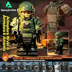 Bonecas Delta Force Miniatura Modelo 4, Armadura Nível 6, Blocos de Construção Compatíveis, Soldado Militar com Acessóri