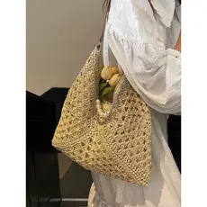 Bolsa bolsa transversal feminino bolsa feminina Bolsa de palha de nicho francês feminina 2025 novo estilo verão oco teci