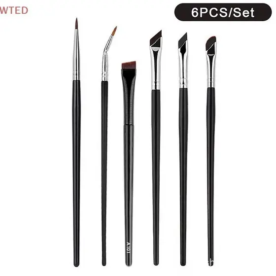 6 Pcs Atualização Lâmina Pincel De Delineador Ultra Fino Ângulo Plano Sobrancelha Sob Os Olhos Colocar Maquiagem